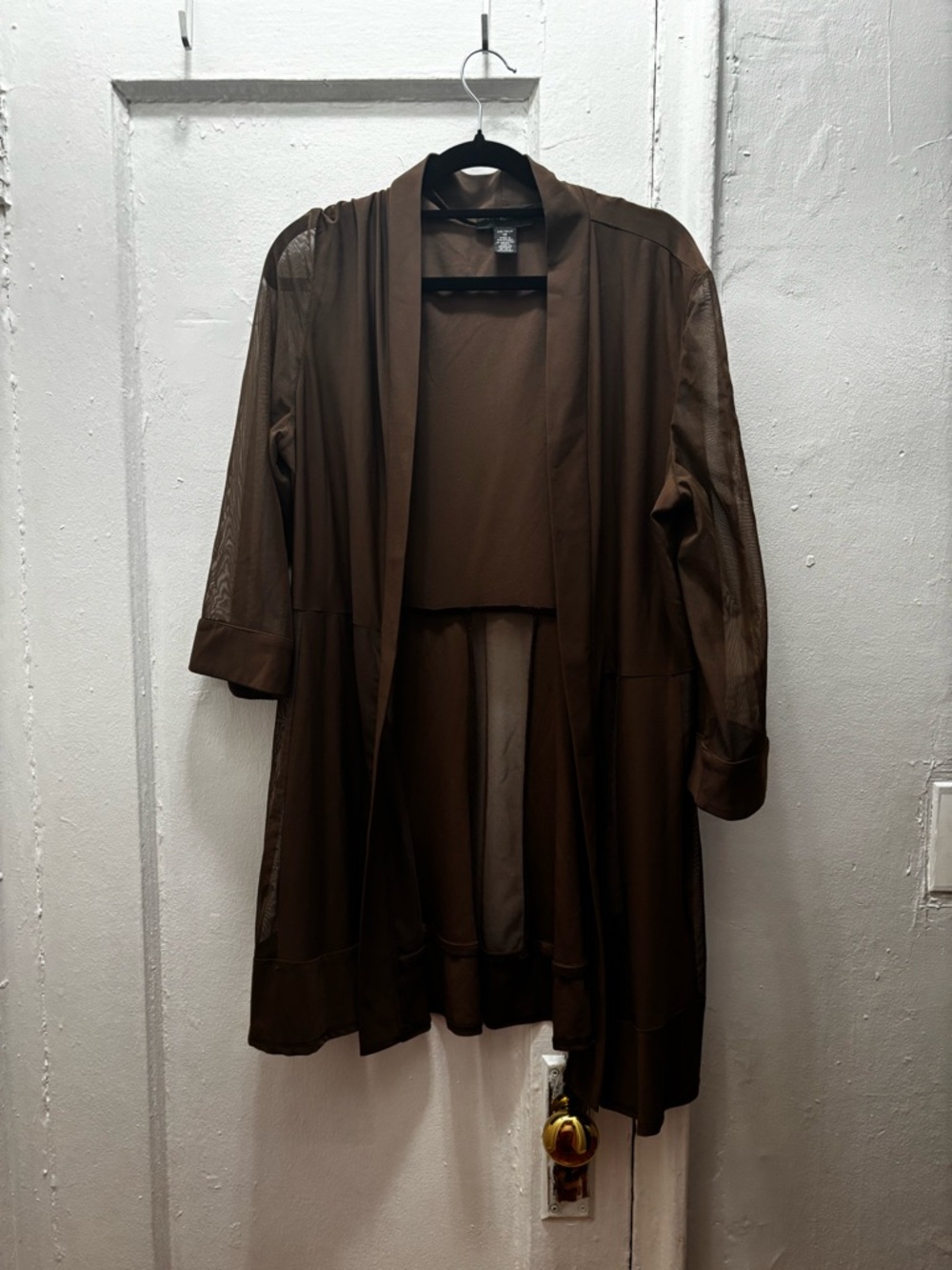 R&M Richards Chocolate Brown Lightweight Open Cardigan